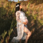 Dot Tulle Maternity Photography Props Long Dress Pregnant Woman Tulle Long Dress For Photo Shoot Session - Image 3