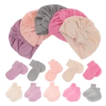 1Set Newborn Protective Set Hat Mittens Socks Soft Cotton Warm Antiscratch Comfort Infant Daily Wear Turban Hat - Image 5