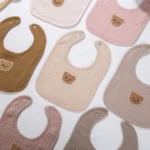 3Pcs/Lot Cute Bear Muslin Cotton Gauze Bibs Saliva Towel Korean Kids Boys Girls Bandanas Adjustable Feeding Burp Cloths - Image 3