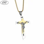 Vintage Jesus Cross Pendant Men and Women Amulet Necklace Catholic Christian Religious Prayer Jewelry Gift