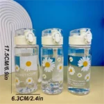 400ml Small Daisy Plastic Water Bottles Creative Drink Kawaii Sports Transparent Water Bottle with Portable Travel Tea Cup - Image 5