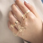 Vintage Butterfly Spider Cross Snake Moon Sun Charm Set Ring New Jewelry for Women's Fashion Hollow Crystal Zircon Pearl Ring - Image 2