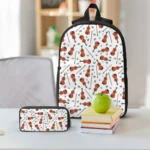 Violin And Music Notes Backpack Student Boys Girls BookBag School Bag Laptop Shoulder Bags 3ps Insulated Lunch Bag Pencil Case - Image 6