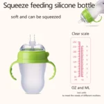 New 0-36 months nano-silicone bottle 240ml 150ml with handle Breastmilk-like design Soft milk pulling - Image 3