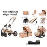 Stroller 3-in-1 Travel System Carriages for Newborns Pushichair Car Seat Stroller High Landscape Lightweight Prams - Image 2