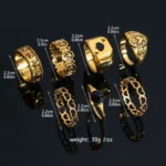 Hot-selling Golden Spade A Ring Ring Men's Lucky Playing Card Jewelry Ring 7-piece Set - Image 4