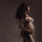 See Through Pearl Maternity Photography Cape Boat Neck Transparent Tulle Pearls Pregnancy Photo Shoot Short Cape - Image 3