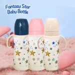 5-36 months 250ml wide caliber PP bottle, silicone nipple, dreamy star pattern, flat bottom lid, best holiday gift