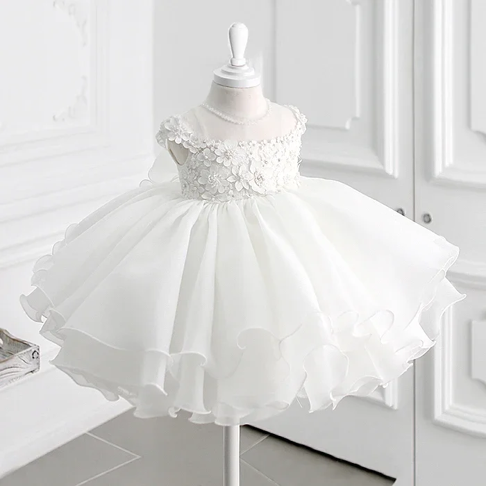kf-S3b998283a903484fbaa9ef615a0870a7R White Beading Girl Baptism Dress Appliques Lace Holy Communion Toddler Birthday Party Wedding Wear Infant Christening Dress - Image 1