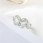 Fashion Silver Plated Geometric Rings Simple Hollow Flower Adjustable Rings For Women Girl Femme Minimalist Jewelry Gift - Image 4