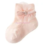 R6FD Girls Ankle Socks Breathable Cotton Mesh Socks with Bowknot for Dress Up and Casual Wear Infants Short Dance Socks - Image 4