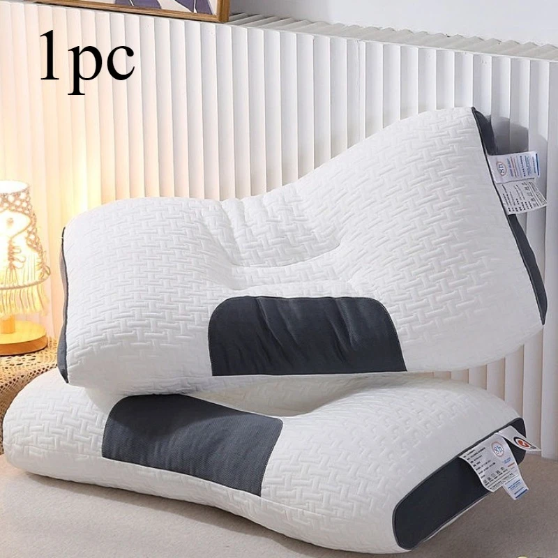 kf-S4040839f30114ea8872424123f6127ebm 1 Ergonomic 3D SPA Massage Pillow, Providing Neck Support and Comfortable Sleep, All Season Bedding Pillow with White Core - Image 1