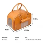 Outdoor PU Leather Pet Dog Cat Transport Carrying Breathable Travel Airline Approved Pet Cages Carriers Tote Bag - Image 3