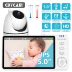 5.0 Inch Video Monitor With Pan Tilt Camera Wireless Two Way Audio Night Vision Security Babysitter VOX Wake Up USB Charge
