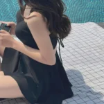 Padded Conservative Swimsuit Steel Support Thermal Belly Cover Swimsuit Gathered Svelte Design Monokini Bandeau Dress - Image 2