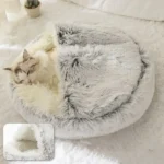Soft Plush Round Cat Bed Pet Mattress Warm Comfortable Basket Cat Dog 2 in 1 Sleeping Bag Nest for Small Dogs - Image 3