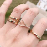 BIG Discount gold color pave rainbow colorful cubic zirconia engagement band rings for women classic trendy female jewelry