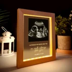 2D Flat Custom Photo Ultrasound Picture LED Acrylic Night Light Wood Photo Frame 21x17cm Bedroom Gift Home Decoration - Image 2