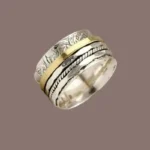 Jianjie Light Luxury Unisex's Retro Silver Carving Two Tone Nested Circular Rings Classic Ethnic Style New Ring Jewelry Trend