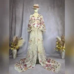 Maternity Formal Wear Long Sleeve V-neck Organza Embroidery Front Slit Dress Pregnancy Photography Dresses Celebration Clothing