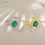 MHS.SUN High Quality Green Zircon Square Rings For Women Luxury Gold Silver Color Ring Wedding Engagement Aesthetic Jewelry Gift - Image 2