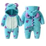 Infant Fleece Jumpsuit Cartoon Animal Horn Hooded Warm Thicken Winter Rompers Outwear Snowsuit for Girls and Boys