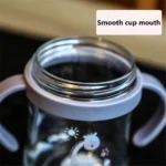 250ML Cartoon Pattern Outdoor Child Drinking Bottle with Straw Feeding Cup for Kids Training Portable Handle Water Bottle - Image 5