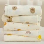 Soft and Comfortable Blanket for Newborns Cartoon Floral Print Muslin Diaper Swaddles Wrap Cloth Nursing Towel