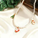 Exquisite Santa Claus Christmas Tree Snowman Necklace,Women's Imitation Pearl Beaded Necklaces,Fashion Christmas Jewelry Gifts - Image 5