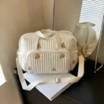 Nylon Crossbody Chic Bear & Tulip Embroidered Diaper Bag with Stroller Clip for Youngsters Travel Essentials - Image 3