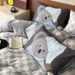 Cute cartoon koala panda dog grey brown bedding set,full queen king sand cotton home textile bed sheet pillow case quilt cover