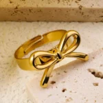 Stainless Steel Rings Romantic Bow Tie Adjustable Opening Ring For Women Jewelry Banquet Gift Non-fading High Quality Popular