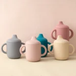 1PCS Two Lids Silicone Straw Cup BPA Free Portable Storage Snack Container Feeding Cup Kids Learning Drink Cup Stuff - Image 2