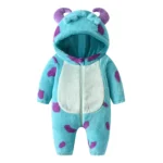Infant Fleece Jumpsuit Cartoon Animal Horn Hooded Warm Thicken Winter Rompers Outwear Snowsuit for Girls and Boys - Image 2