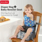 Portable Booster Seat Diaper Bag Travel Toddler Convenient Cushion Kid Chair Washable Straps Safety Buckle Muti-functional - Image 2