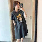Fashionable Summer Maternity Dress - Casual Sweet Loose T-Shirt Dress for Plus Size and Petite Moms - Image 2