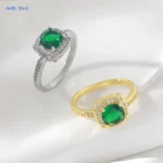 MHS.SUN High Quality Green Zircon Square Rings For Women Luxury Gold Silver Color Ring Wedding Engagement Aesthetic Jewelry Gift