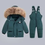Two-piece Set Children Outdoor artificial Down Jacket Winter Clothing Ski Wear Jumpsuit Clothing Warm Suit Infant Snowsuit coat - Image 5