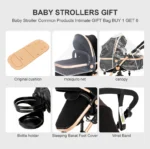 stroller 3 in 1 carriage lightweight stroller for cars with Mommy bag carrier for newborns prams fold - Image 5