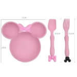 Eating Bowl + Spoon + Fork Feeding Food Tableware Safe Cartoon Bear Children Cutlery Set Anti-Scalding Training Plate - Image 4