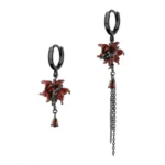 Charm Temperament Mandola Flower Branches Vines Opening Rings for Women Asymmetry Tassel Earrings Necklace Bracelet Jewelry Sets - Image 6