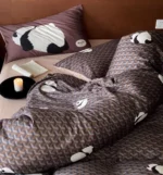 Cute cartoon koala panda dog grey brown bedding set,full queen king sand cotton home textile bed sheet pillow case quilt cover - Image 5