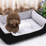 Plush Rectangle Dog Bed for Comfortable Rest, Ideal for Cats and Pets, Sleep Bag, Plush Puppy Kennel Bed in Brown - Image 3