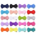 1.2 Inches Solid Colors Mini Hair Bows With Clip For Kids Girls Hairgrips Ribbon Covered Safety Bows Headwear Hair Accessories - Image 2