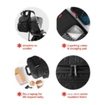 Hop Diaper Bag Backpack Forma, MultiFunction Travel Bag with Changing Pad amp Stroller Attachment, Sage - Image 3