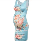 New Fashion Summer Autumn Women's Maternity Sleeveless Dresses Maternity Tank Dress Printed maternity dress Pregnancy Dress - Image 3