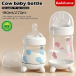 180ML/270ML cute cow shaped anti bloating PP bottle without handle, silicone replacement nipple available for sale - Image 3