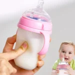 New 0-36 months nano-silicone bottle 240ml 150ml with handle Breastmilk-like design Soft milk pulling
