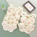 3PCS Cotton Gauze Feeding Bibs Summer Soft Petal Infants Print Saliva Towel Newborn Toddler Burp Cloth Kids Bib - Image 2