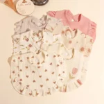 2Pcs Infant Toddler Pure Cotton Lotus Leaf Edge Drool Towel Four Layer Muslin 100% Cotton Printed Bib Newborn Feeding Burp Cloth